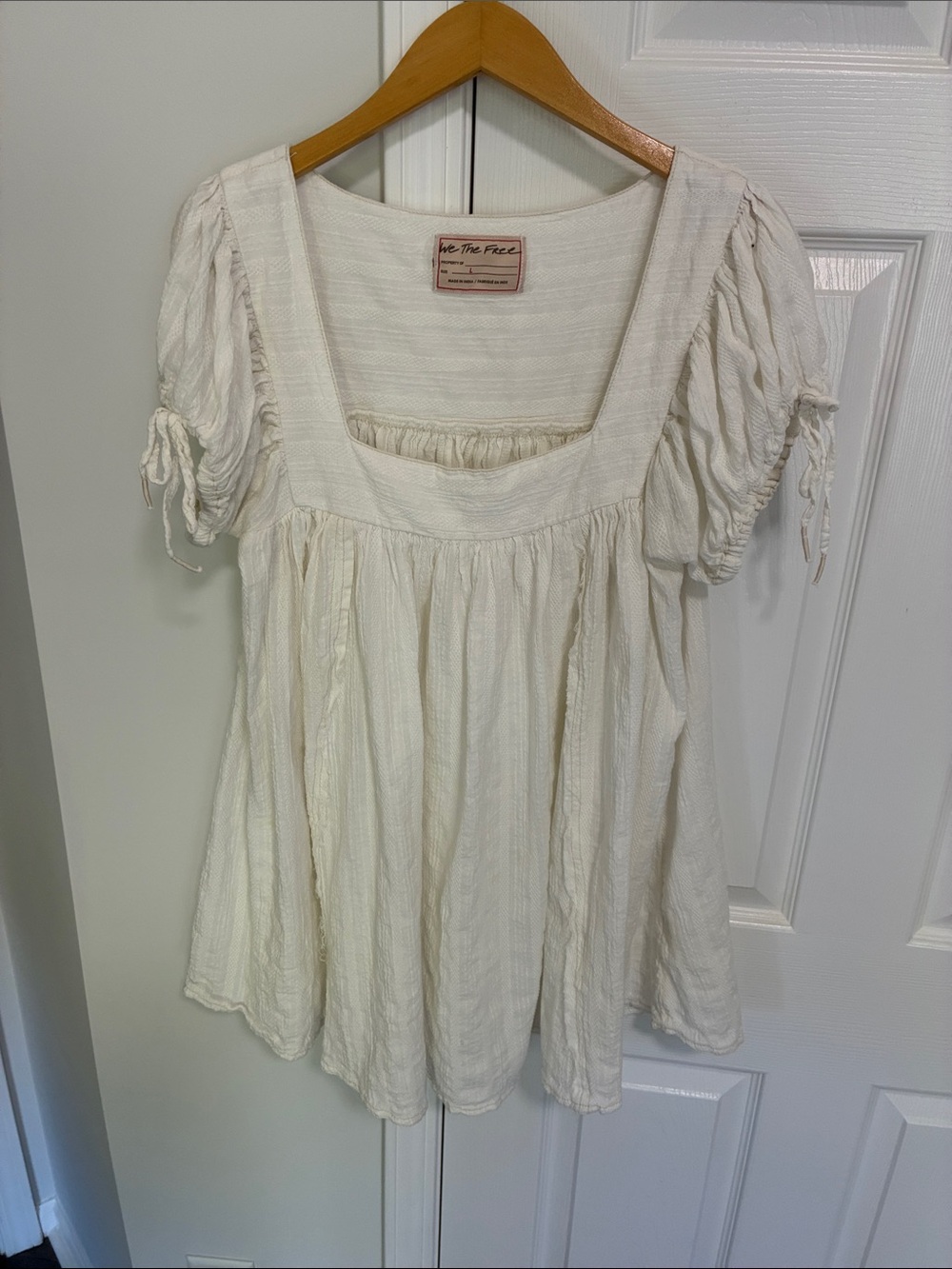 Free People White Square-Neck Babydoll Tunic